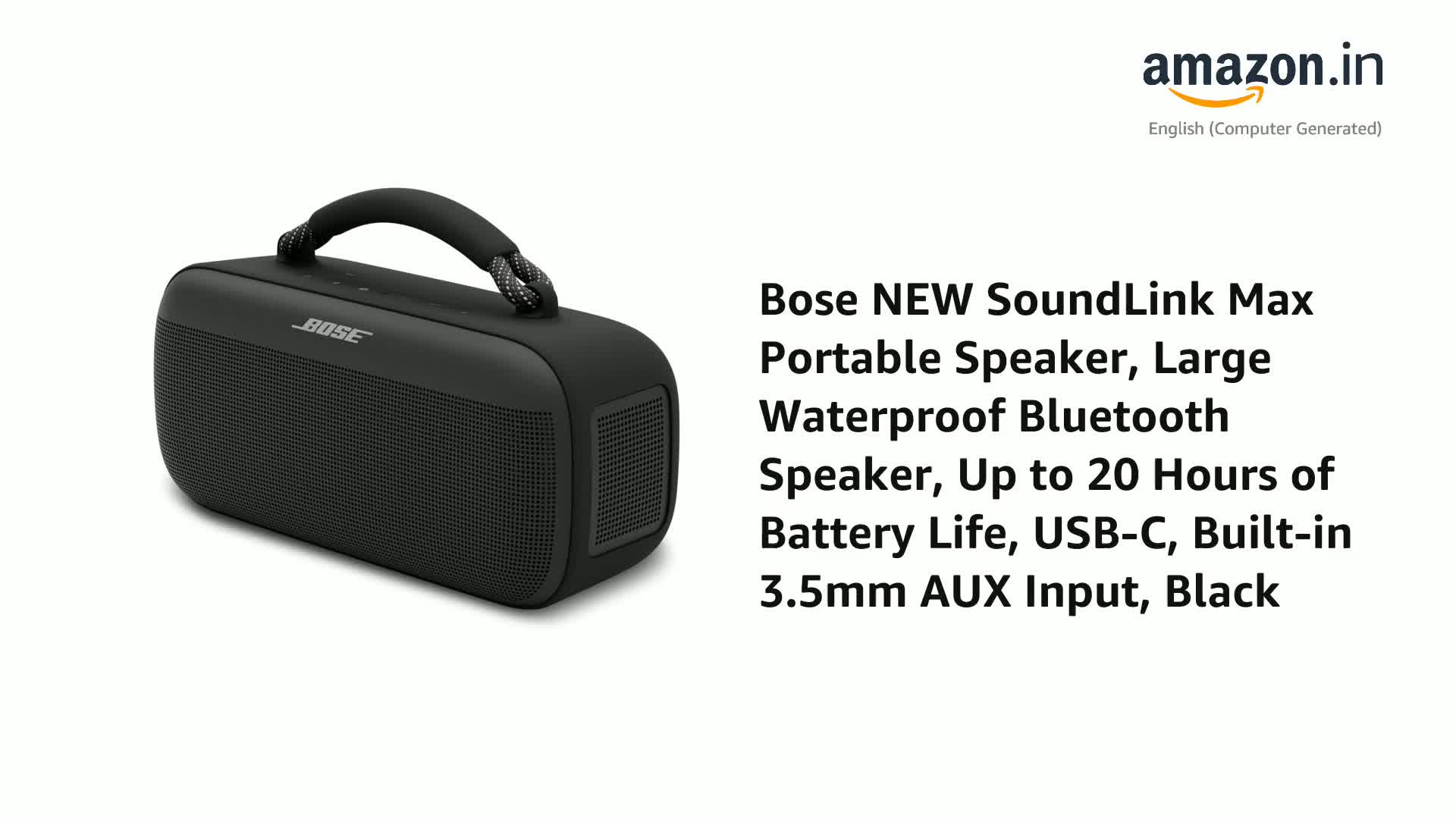 Bose New SoundLink Max Portable Speaker, Large Waterproof